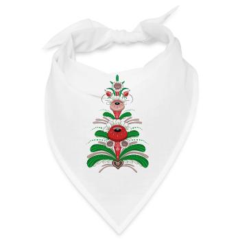 Ein weihnachtlich inspiriertes Blumenherz im Kurbits-Stil - Bandana - Weiß - Vorne