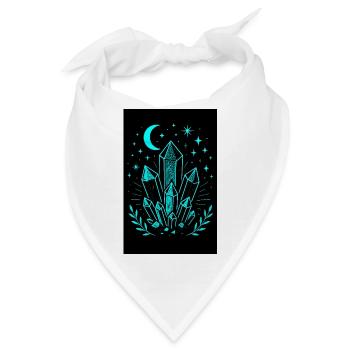 Mystische Kristalle, Mond und Sterne in Neonlichtern - Bandana - Weiß - Vorne