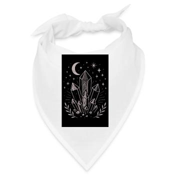 Mystische Kristalle, Mond und Sterne in Neonlichtern - Bandana - Weiß - Vorne