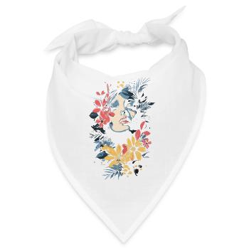 Frauenkopf Blumen Weltfrauentag Kreativ Abstrakte - Bandana - Weiß - Vorne
