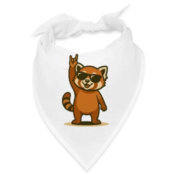 Roter Panda Rocker – Cooles Panda Jungtier - Bandana - Weiß - Vorne