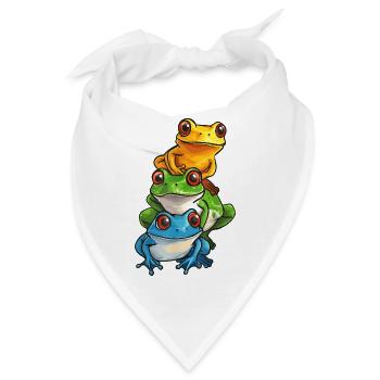 Gestapelte Frösche Cartoon-Design - Bandana - Weiß - Vorne