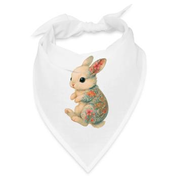 Yakuza Bunny – Weiches Fell, kräftige Tinte - Bandana - Weiß - Vorne