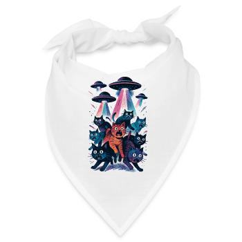 Alien Ufos Ufo Katze Katzen beamen Geschenk - Bandana - Weiß - Vorne