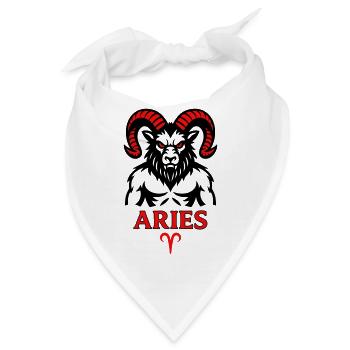 Aries Sternzeichen mit Hörnersymbol - Bandana - Weiß - Vorne