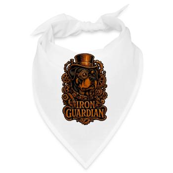 Steampunk Iron Guardian Rottweiler Hund - Bandana - Weiß - Vorne