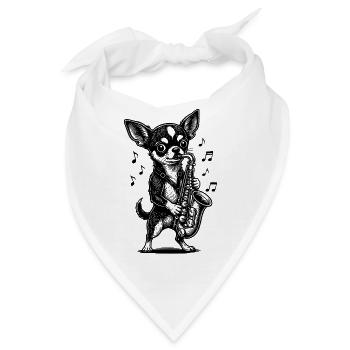 Musikalische Chihuahua-Saxophonkunst - Bandana - Weiß - Vorne