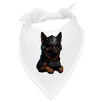 Gaming Hund mit Wikingerhelm - Bandana - Weiß - Vorne