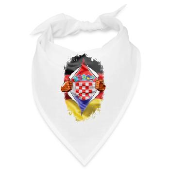 Deutscher mit kroatischem Herz – Brust aufreißen - Bandana - Weiß - Vorne