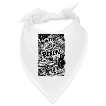 Berlin Shirt – Urban Collage mit Fernsehturm, Bran - Bandana - Weiß - Vorne