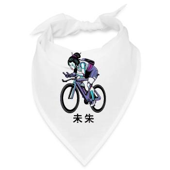 Neon-Cyborg-Geisha-Radfahrerin - Bandana - Weiß - Vorne