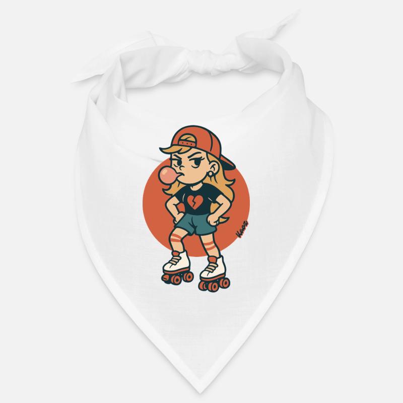 Rollschuh Mädchen mit Kaugummi Bandana