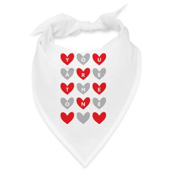 You Are The One Romantic Heart Pattern Graphic - Bandana - Weiß - Vorne