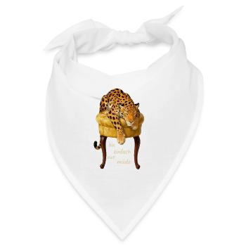 Müder Leopard auf Samtkissen - Bandana - Weiß - Vorne
