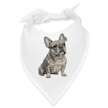 Bulldog mit Schmetterling akzent - Bandana - Weiß - Vorne