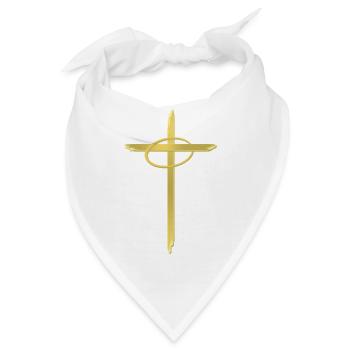 Goldenes Kreuz mit Heiligenschein - Bandana - Weiß - Vorne