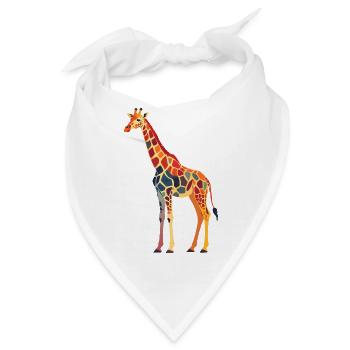 Mosaik-Giraffe im Regenbogenstil - Bandana - Weiß - Vorne