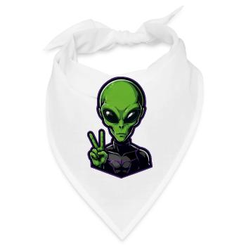 Grüner Alien Peacezeichen - Bandana - Weiß - Vorne