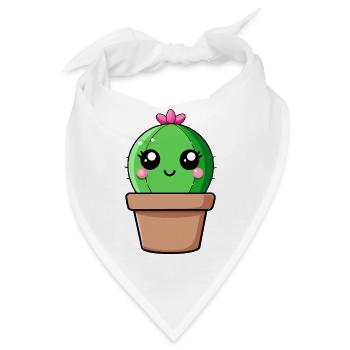 Kaktus Kawaii im Blumentopf - Bandana - Weiß - Vorne