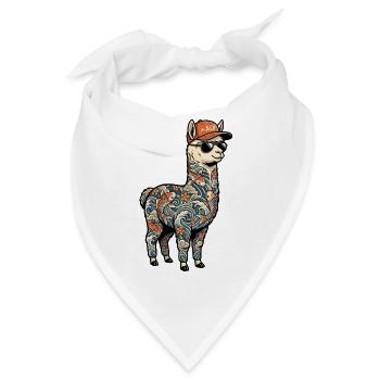 Tätowiertes Alpaka - Bandana - Weiß - Vorne
