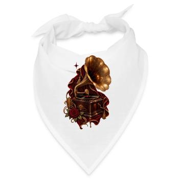 Vintage Grammophon mit roter Rose - Bandana - Weiß - Vorne