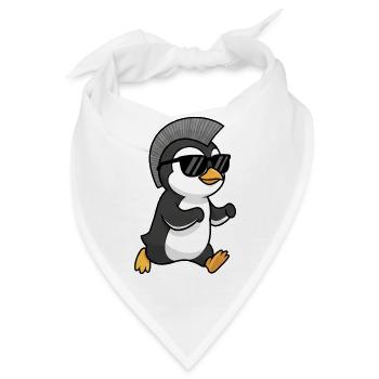 Pinguin Punk Irokese Sonnenbrille Cartoon - Bandana - Weiß - Vorne