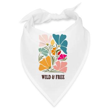 Wild & Free – Buntes Blumenmotiv im Retro-Look - Bandana - Weiß - Vorne