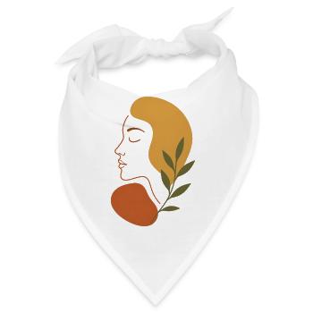 Minimalistisches Abstraktes Gesicht Kunst T-Shirt - Bandana - Weiß - Vorne