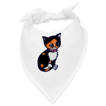 Calico-Katze mit Stachelhalsband - Bandana - Weiß - Vorne
