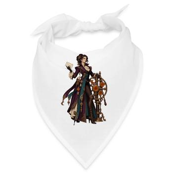 Steampunk Magierin im Uhrwerk-Design - Bandana - Weiß - Vorne