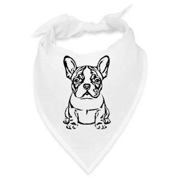 Französische Bulldogge Welpe Hundebaby Geschenk  - Bandana - Weiß - Vorne