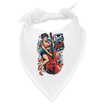 Rockabilly Pin-Up Girl mit Kontrabass Retro - Bandana - Weiß - Vorne