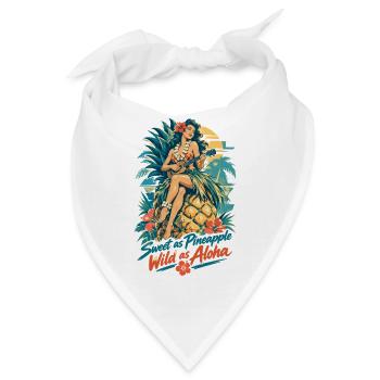 Hula Girl & Ananas – Sweet & Wild Hawaii - Bandana - Weiß - Vorne