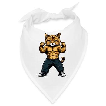 Katzen Fitness / Trainer Katze - Bandana - Weiß - Vorne