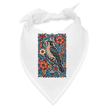 Gotische Whimsigoth-Raben-Krähe-Blumenvogelkunst - Bandana - Weiß - Vorne