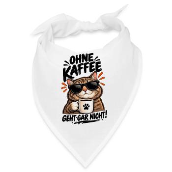 Katzencool Kaffee mit Sonnenbrille - Bandana - Weiß - Vorne