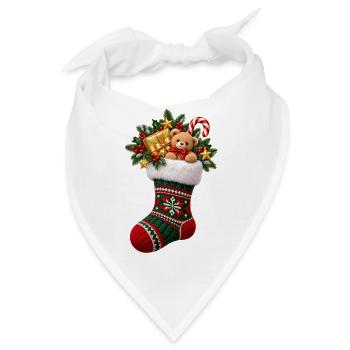 Weihnachtsstrumpf mit Teddy - Bandana - Weiß - Vorne