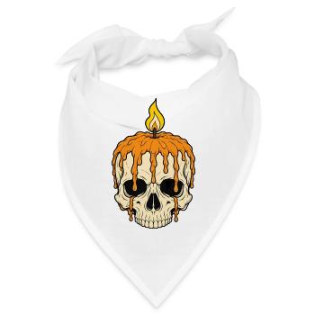 Totenkopf Kerze Flamme Gothic Skull Vektor Shirt - Bandana - Weiß - Vorne