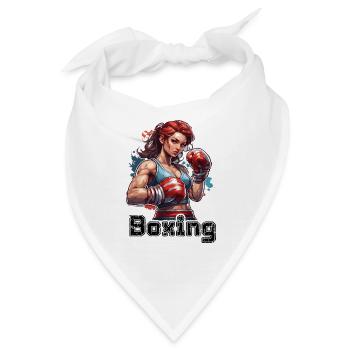 Boxerin / Sport / Kampf / Arena / Boxring / Fäuste - Bandana - Weiß - Vorne