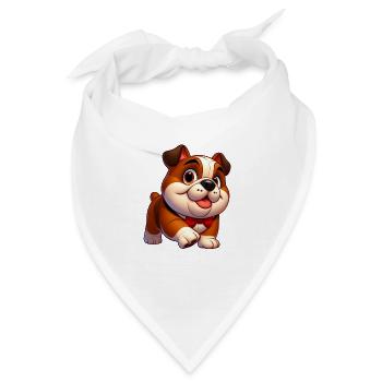 Englische Bulldogge - Bandana - Weiß - Vorne