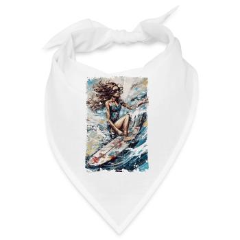Bikini Surf Lady mit Summer Vibes im Vintage Style - Bandana - Weiß - Vorne