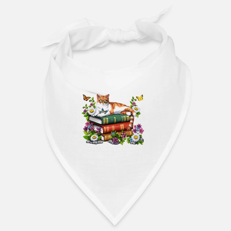 Cat Reading Books Bandana