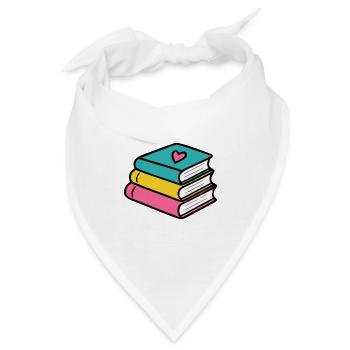 Bücherstapel Herz Design - Bandana - Weiß - Vorne