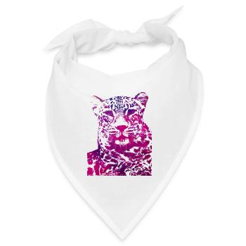 Rosa Leopardenkopf - Bandana - Weiß - Vorne