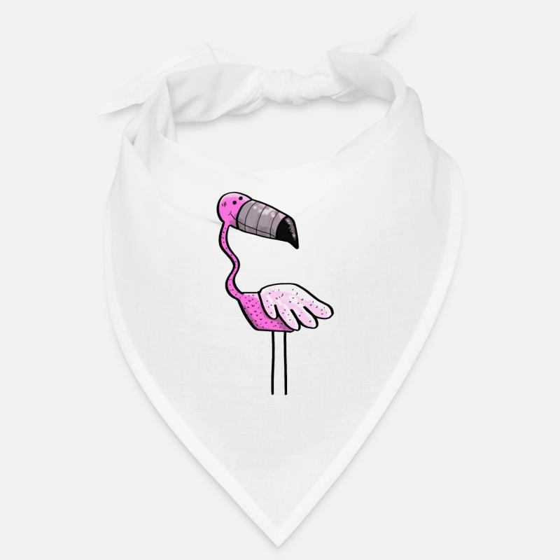Flamingo Puissance - Oiseau - Été - Rose - Bandana - blanc