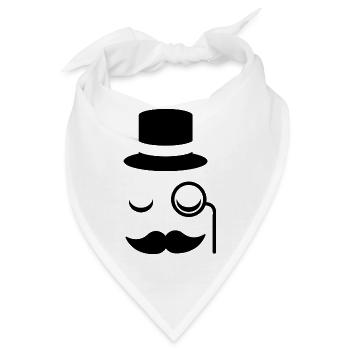 Gentleman mustache monokel bart zylinder brille - Bandana - Weiß - Vorne