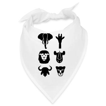 Afrika Wildnis Tiere - Bandana - Weiß - Vorne