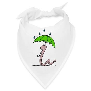 Wurm mit Regenschirm - Bandana - Weiß - Vorne