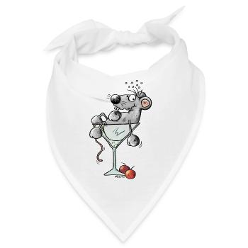 Beschwipste Cocktail Maus - Mäuse - Bandana - Weiß - Vorne