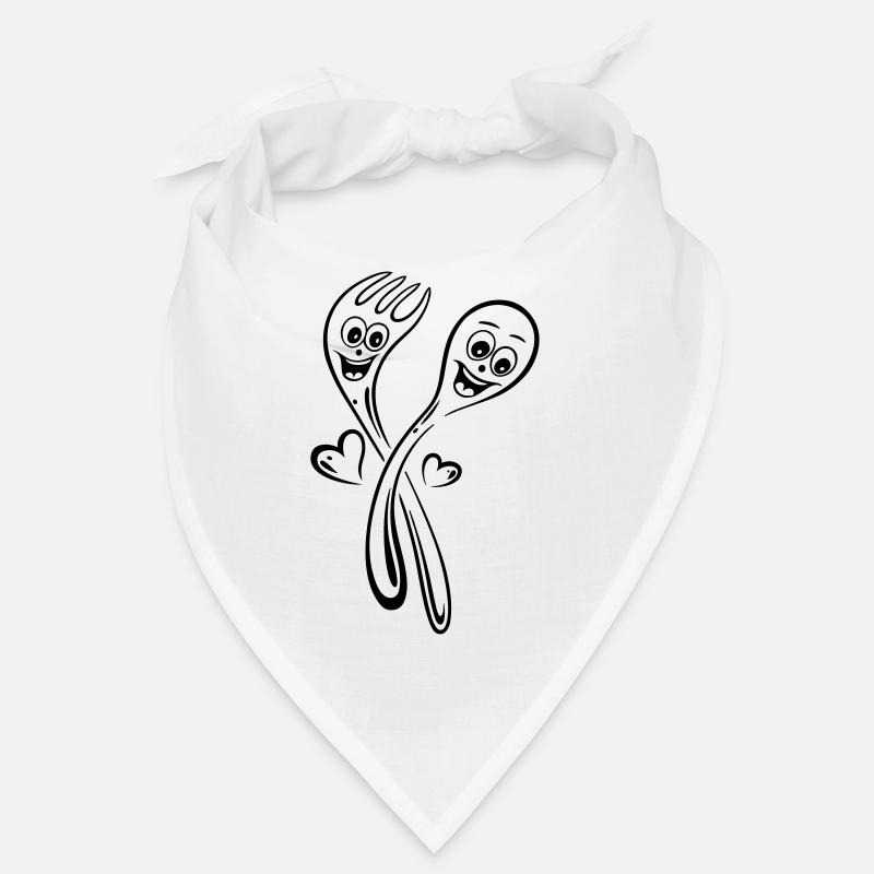 Löffel und Gabel mit Herzen. - Bandana - Weiß